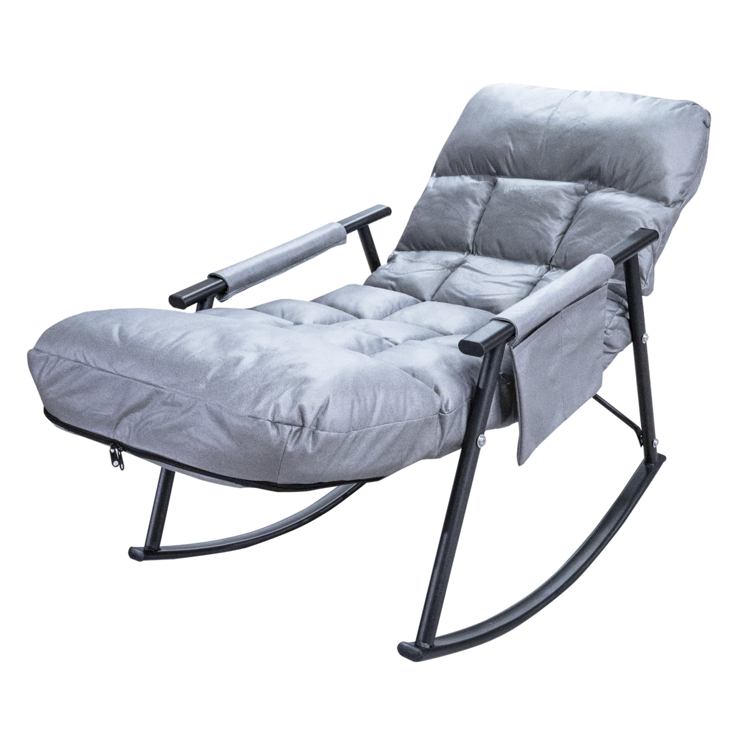 Sillón Mecedor Con Bolsillo Gris SKYLARK Textil Y Metal