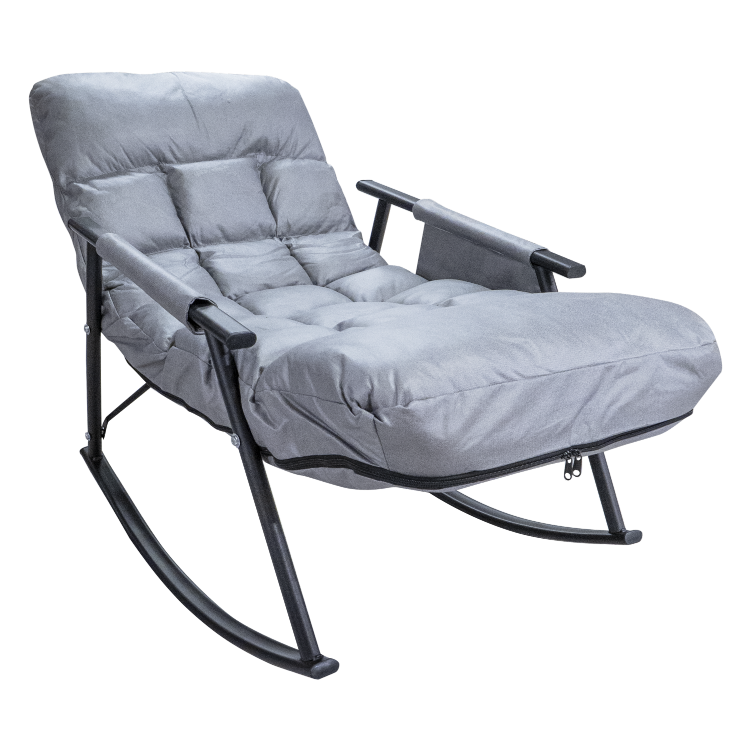 Sillón Mecedor Con Bolsillo Gris SKYLARK Textil Y Metal