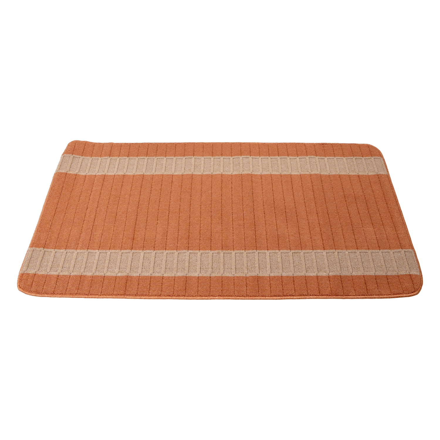 Alfombra De Área Matrix Franjas Terracota – Beige NIKOTEX 150X80 Cm