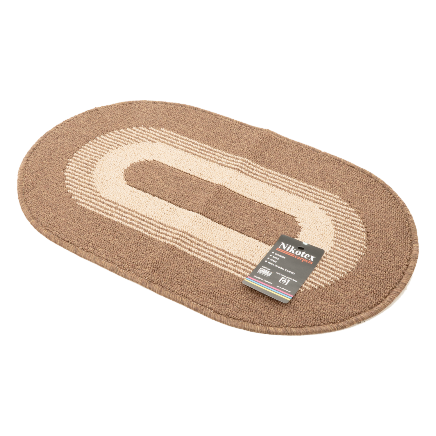 Alfombra De Área Ovalada Vermont Tonos Café Crema NIKOTEX 80X50 Cm