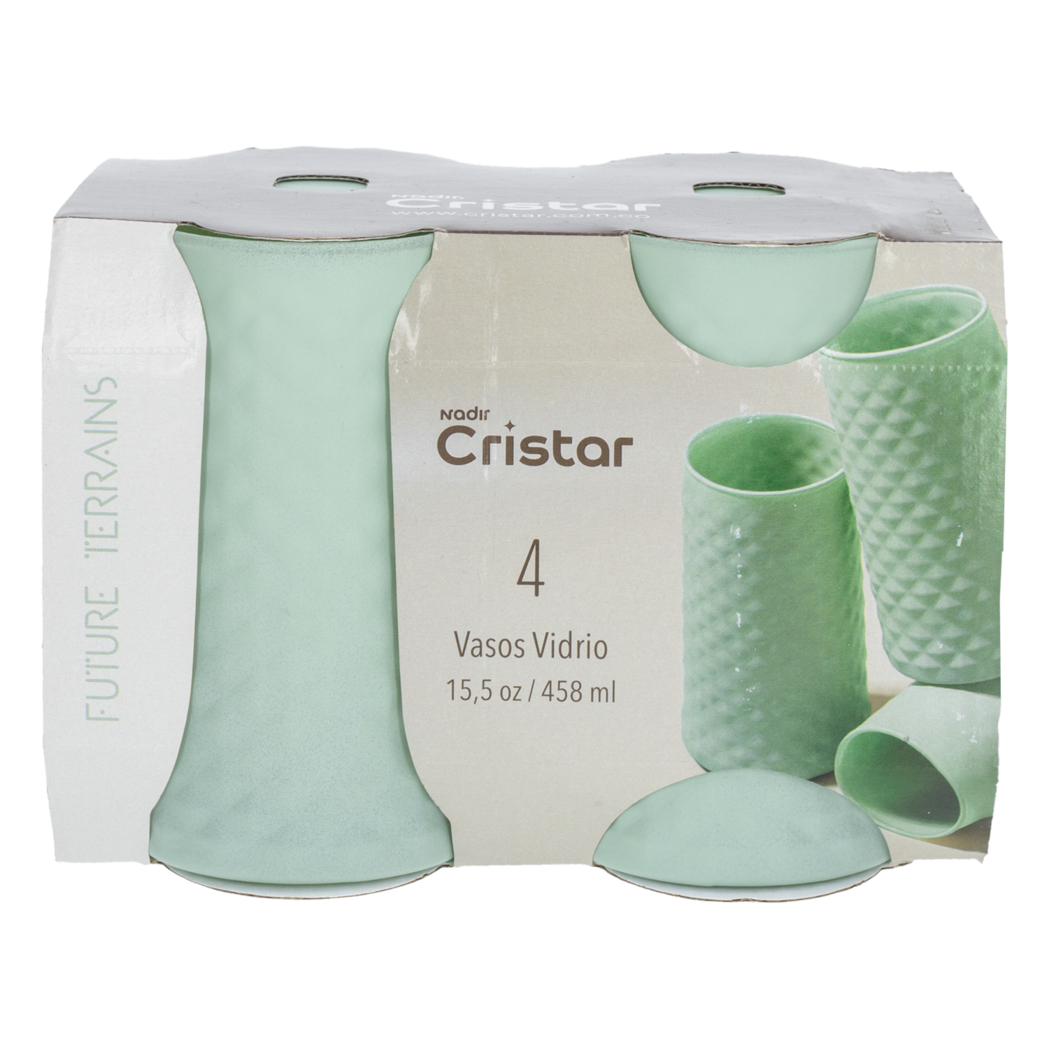 Set Vasos Cairo Bebidas Verde CRISTAR 4 Piezas