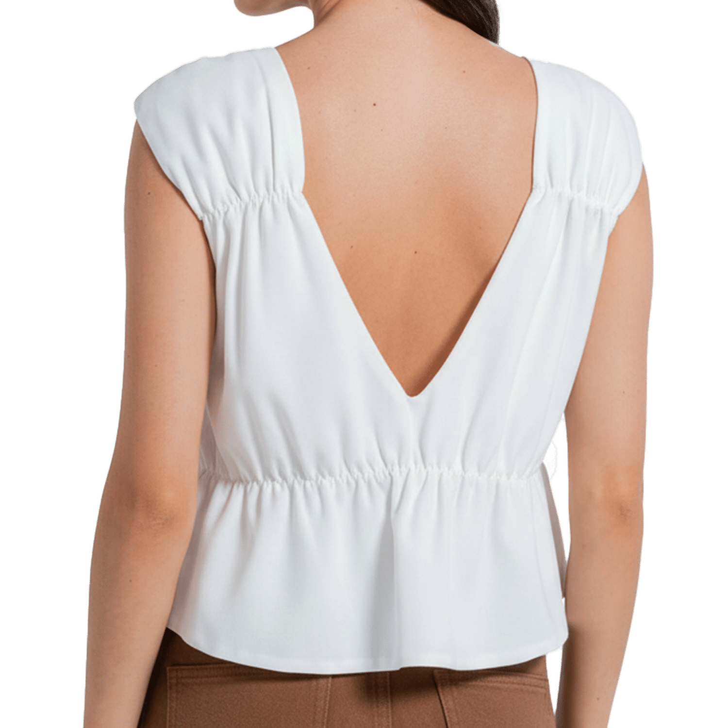 Blusa Sin Mangas Cuello Redondo Lazas En Pechera ARKITECT