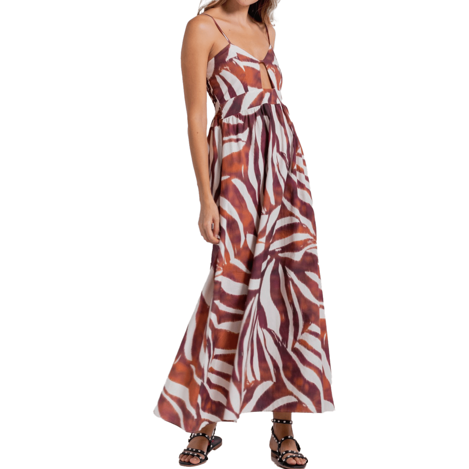 Vestido Largo Tiras Delgadas Escote En V Estampado Print Rayas ARKITECT