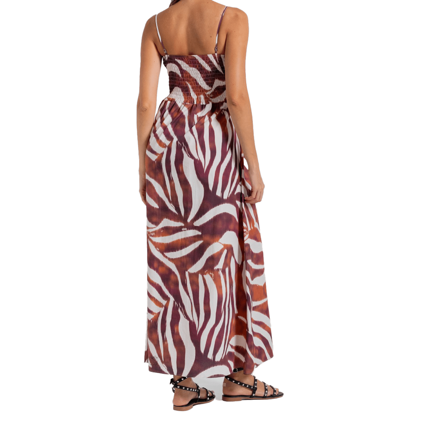 Vestido Largo Tiras Delgadas Escote En V Estampado Print Rayas ARKITECT