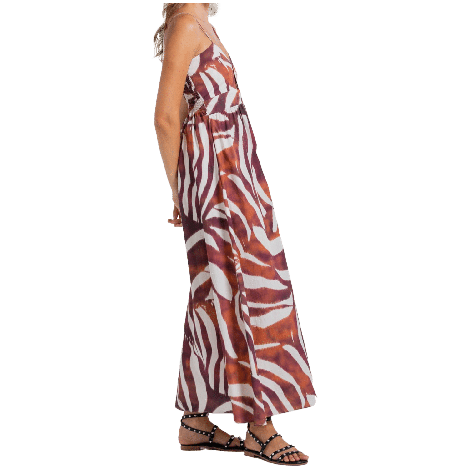 Vestido Largo Tiras Delgadas Escote En V Estampado Print Rayas ARKITECT