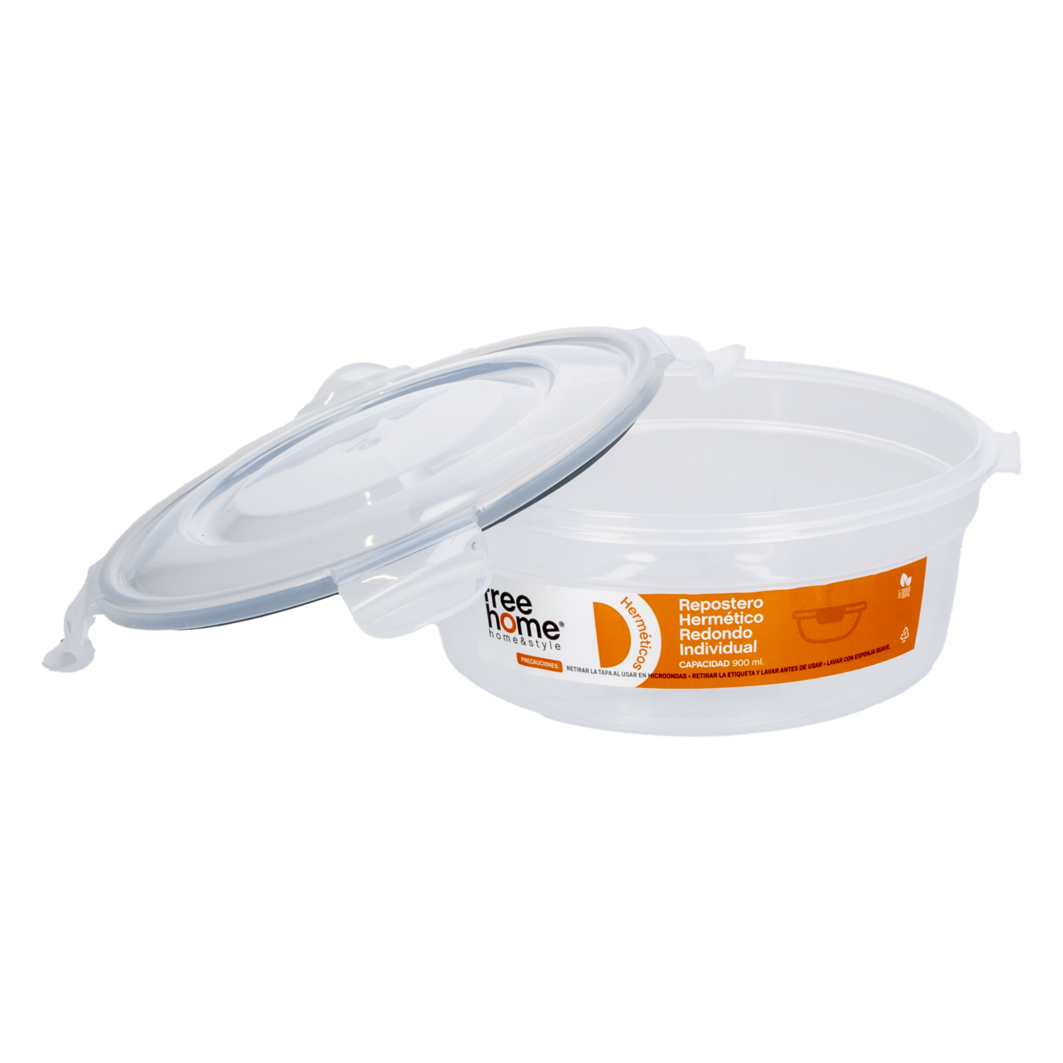 Repostero Hermético Redondo Individual FREE HOME 900 Ml