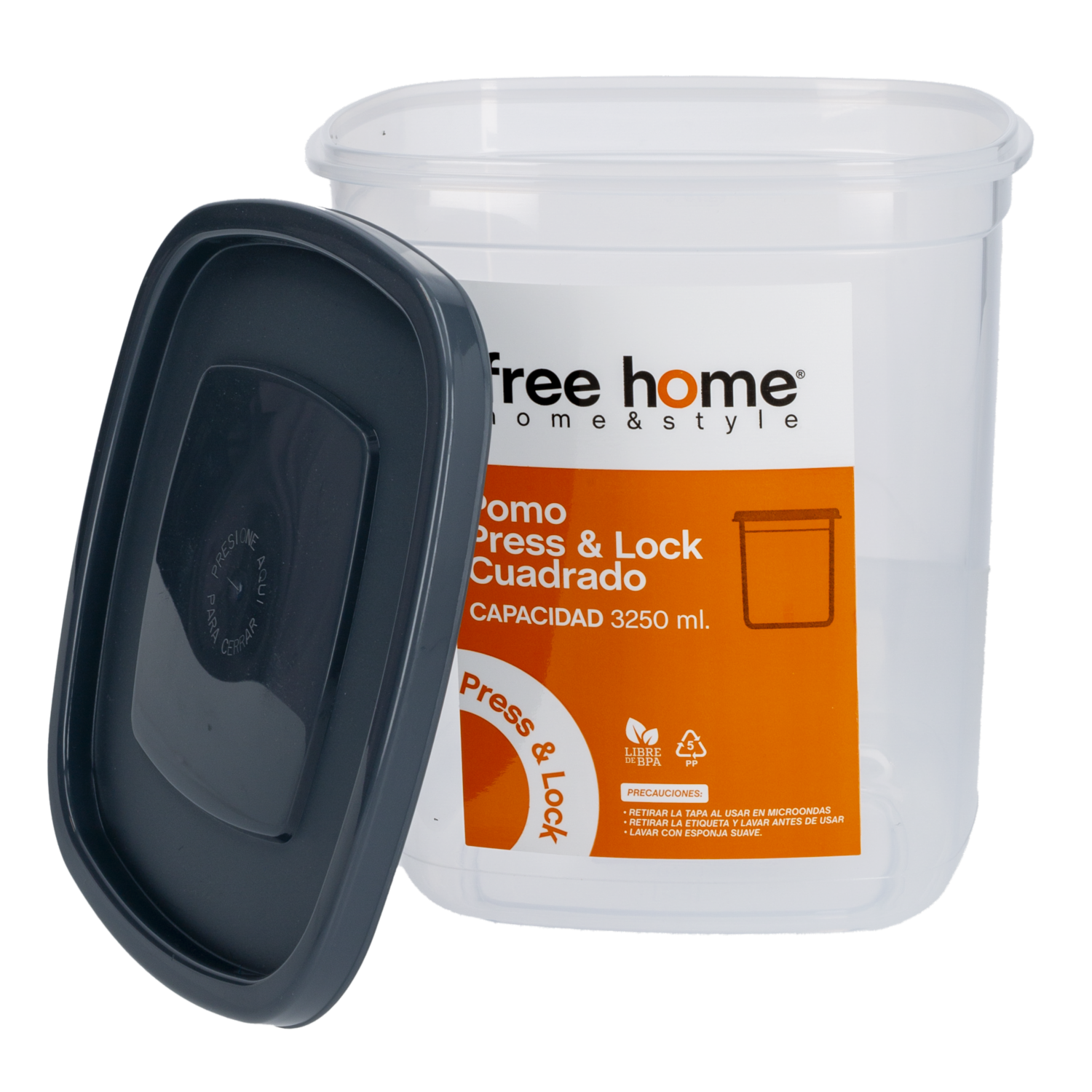 Pomo Repostero Press Lock Cuadrado FREE HOME 3250 Ml