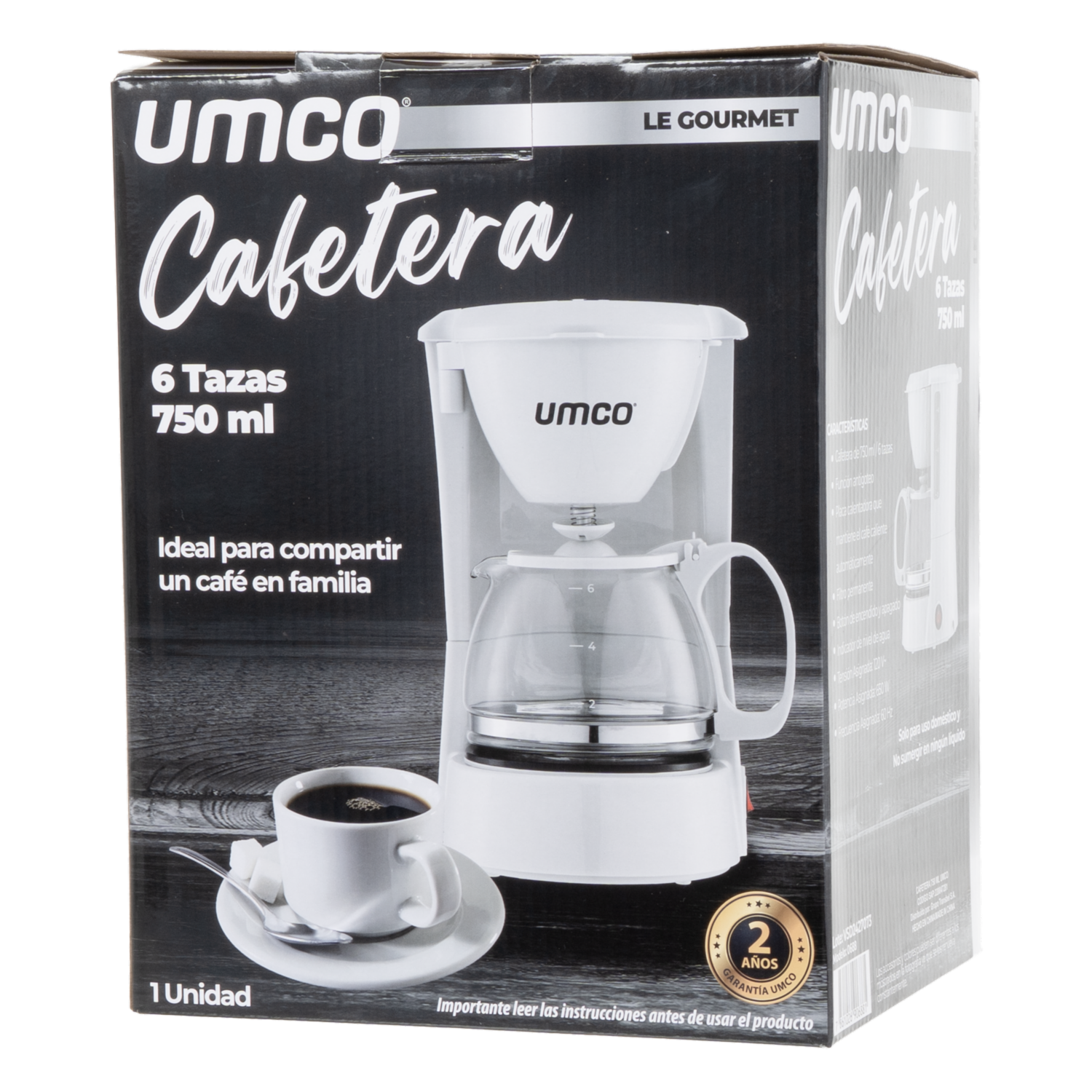Cafetera 750 Ml Blanca UMCO 6 Tazas