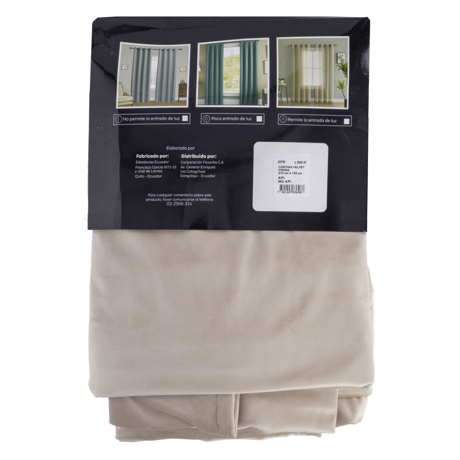 Cortina De Área Velvet Crema CASAMIGA 210X135 Cm