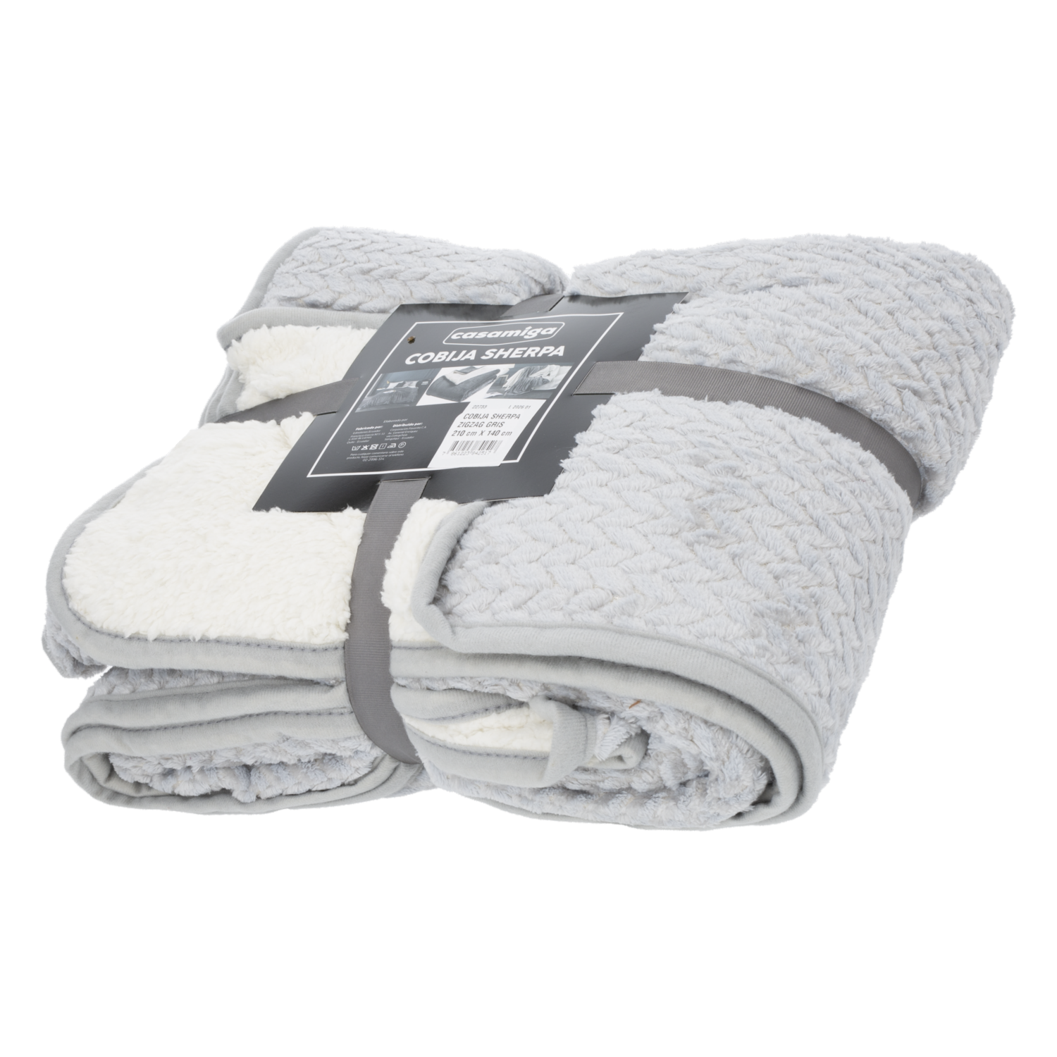 Cobija Sherpa Zigzag Gris CASAMIGA 210X140 Cm