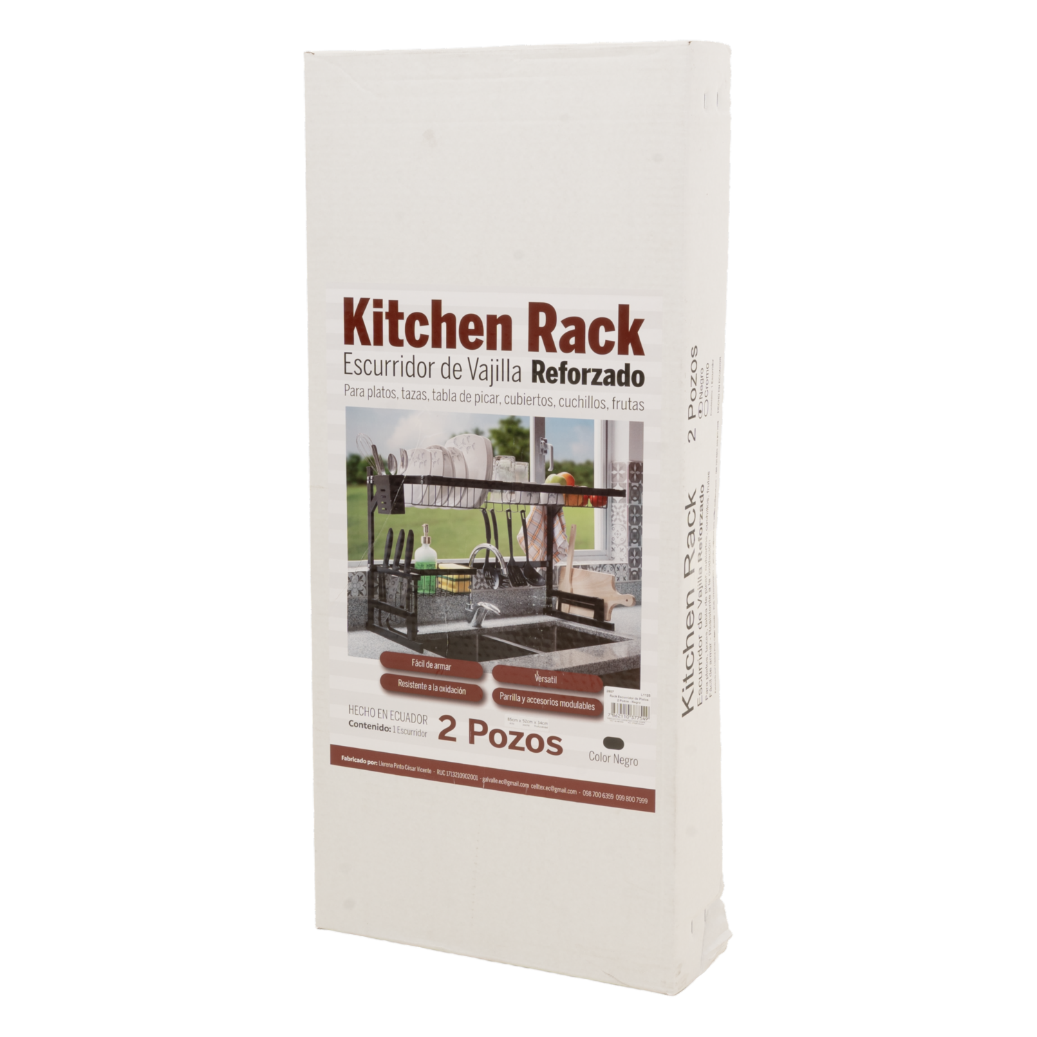 Escurridor Rack De Platos 2 Pozo Negro CELLTEX 85X52X34 Cm