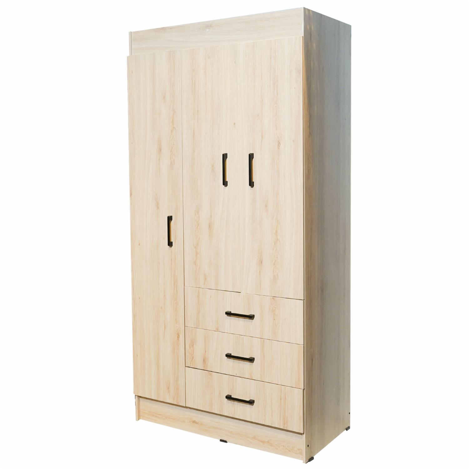 Armario Neo 3 Puertas Y 3 Cajones Nuez MUEBLE FÁCIL MDF