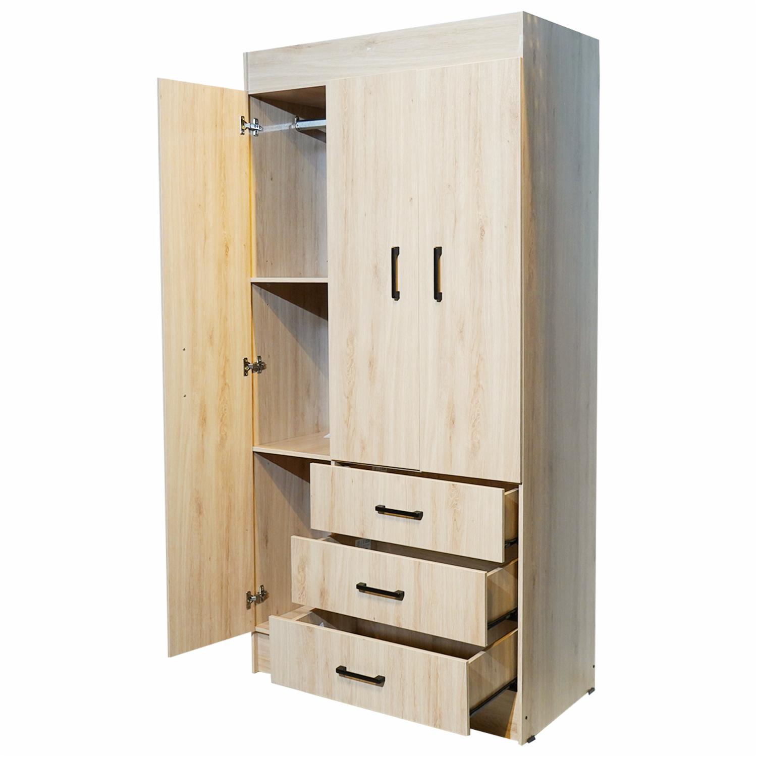 Armario Neo 3 Puertas Y 3 Cajones Nuez MUEBLE FÁCIL MDF