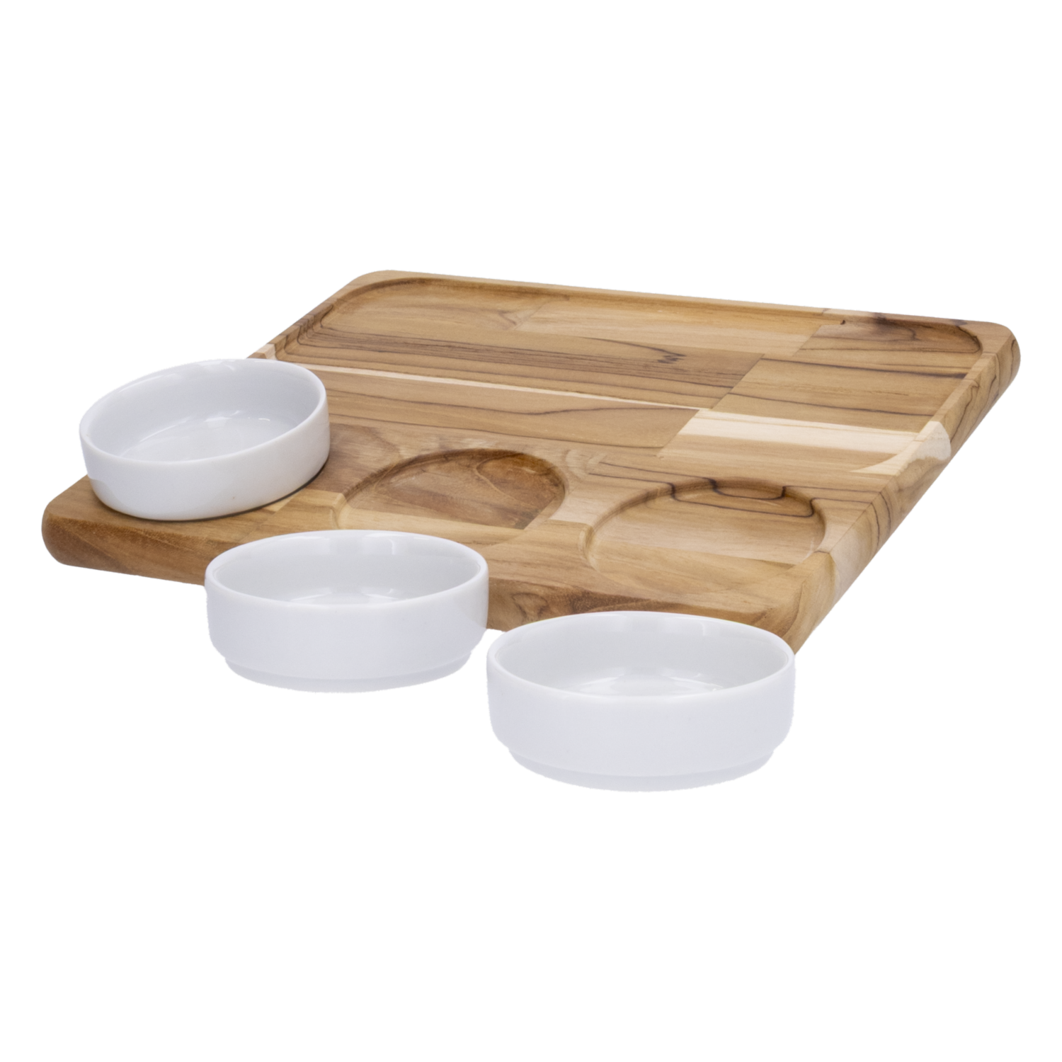 Tabla De Servicio Copetinero 3 Bowls TRAMONTINA 4 Piezas