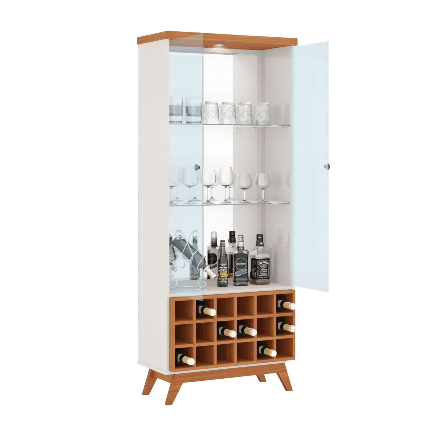 Mueble Botellero Con Puertas De  Vidrio Templado DALLA COSTA MDF