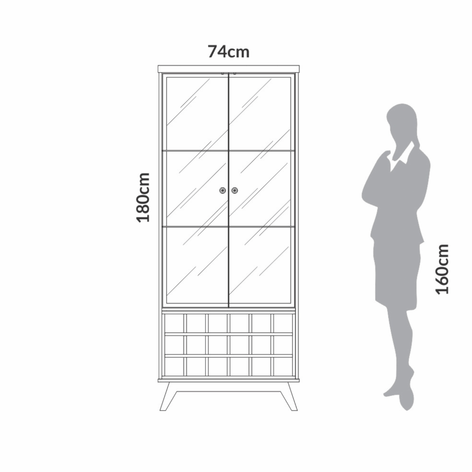 Mueble Botellero Con Puertas De  Vidrio Templado DALLA COSTA MDF