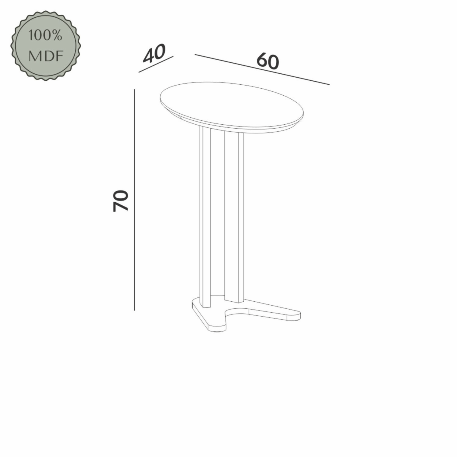 Mesa Lateral Freijo DALLA COSTA MDF