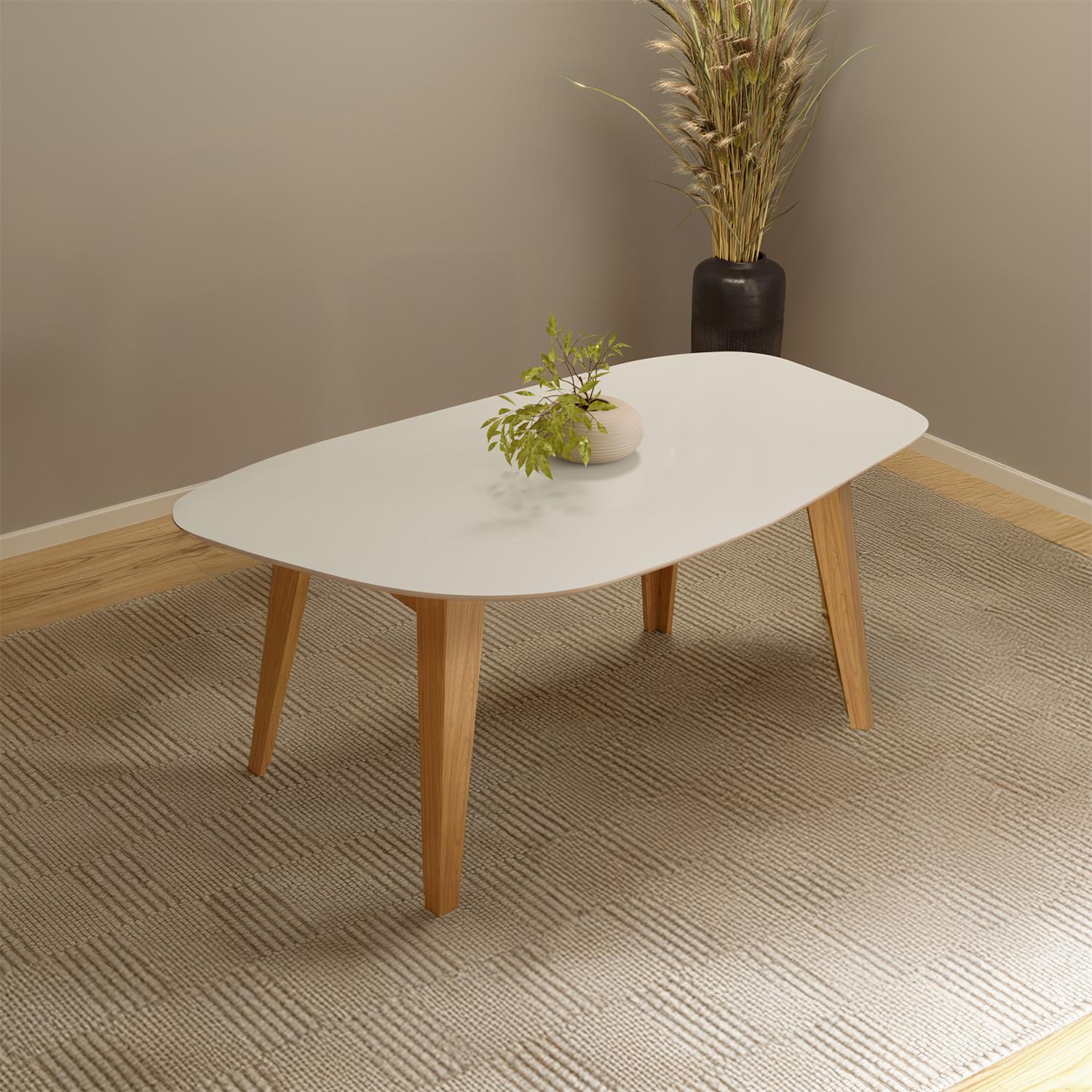 Mesa De Comedor Orgánica Modelo Tm88 Wj Blanquecino Freijo DALLA COSTA Mdf
