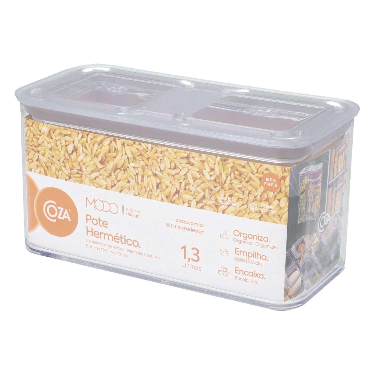 Contenedor Hermético Línea Modo Rectangular Cristal COZA 1,3 L