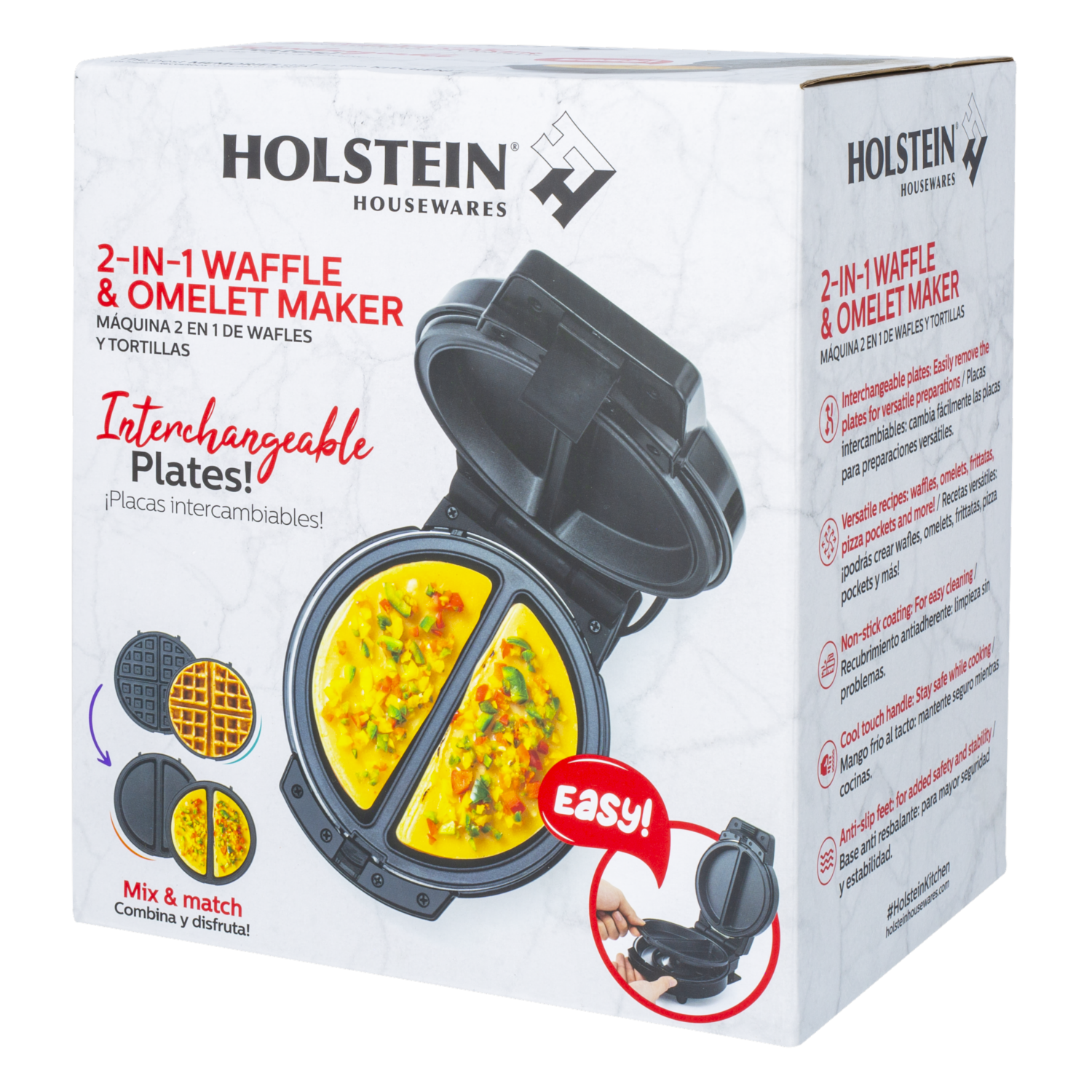 Waflera Belga 2 Secciones – Omelette Negro HOLSTEIN 2 Panes