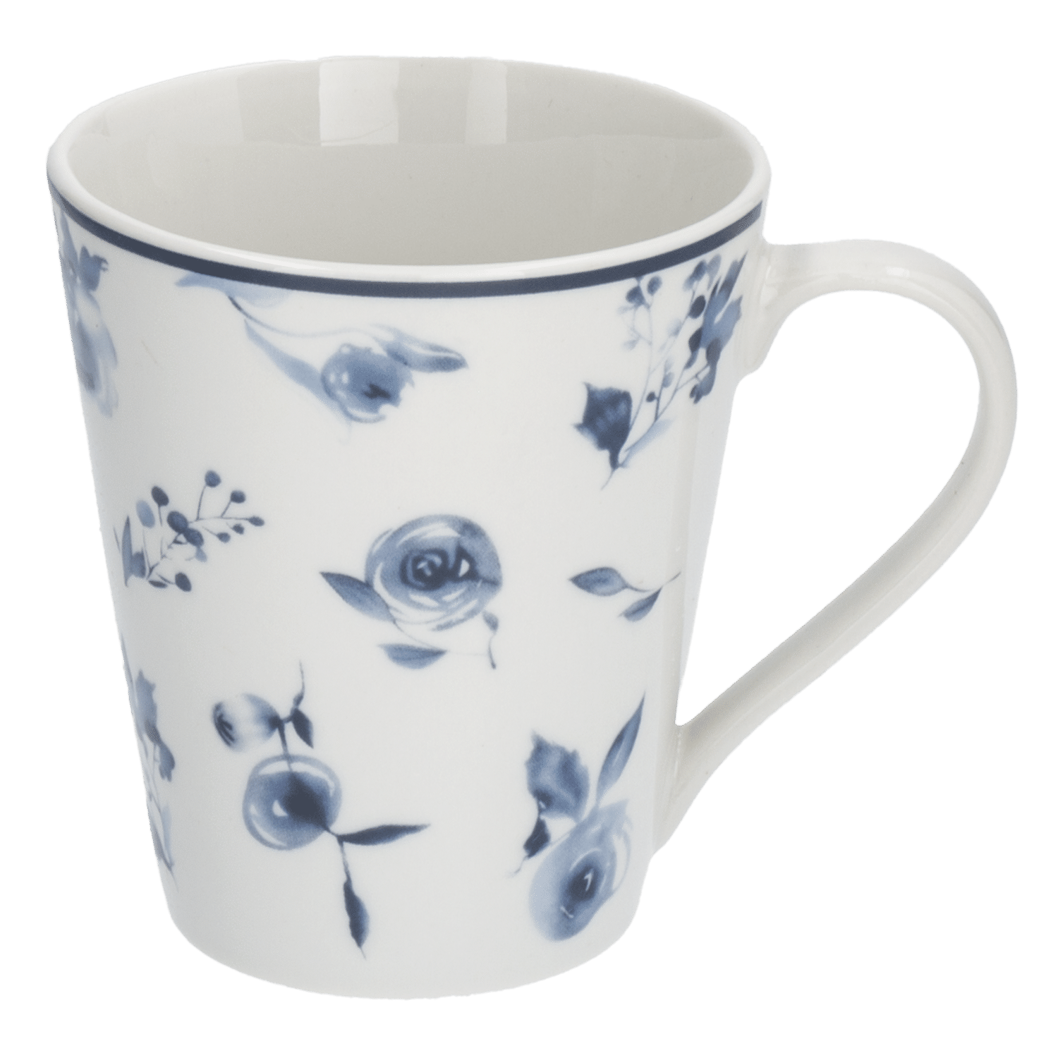 Vajilla Blanca Con Flores Azules FREE HOME 16 Piezas