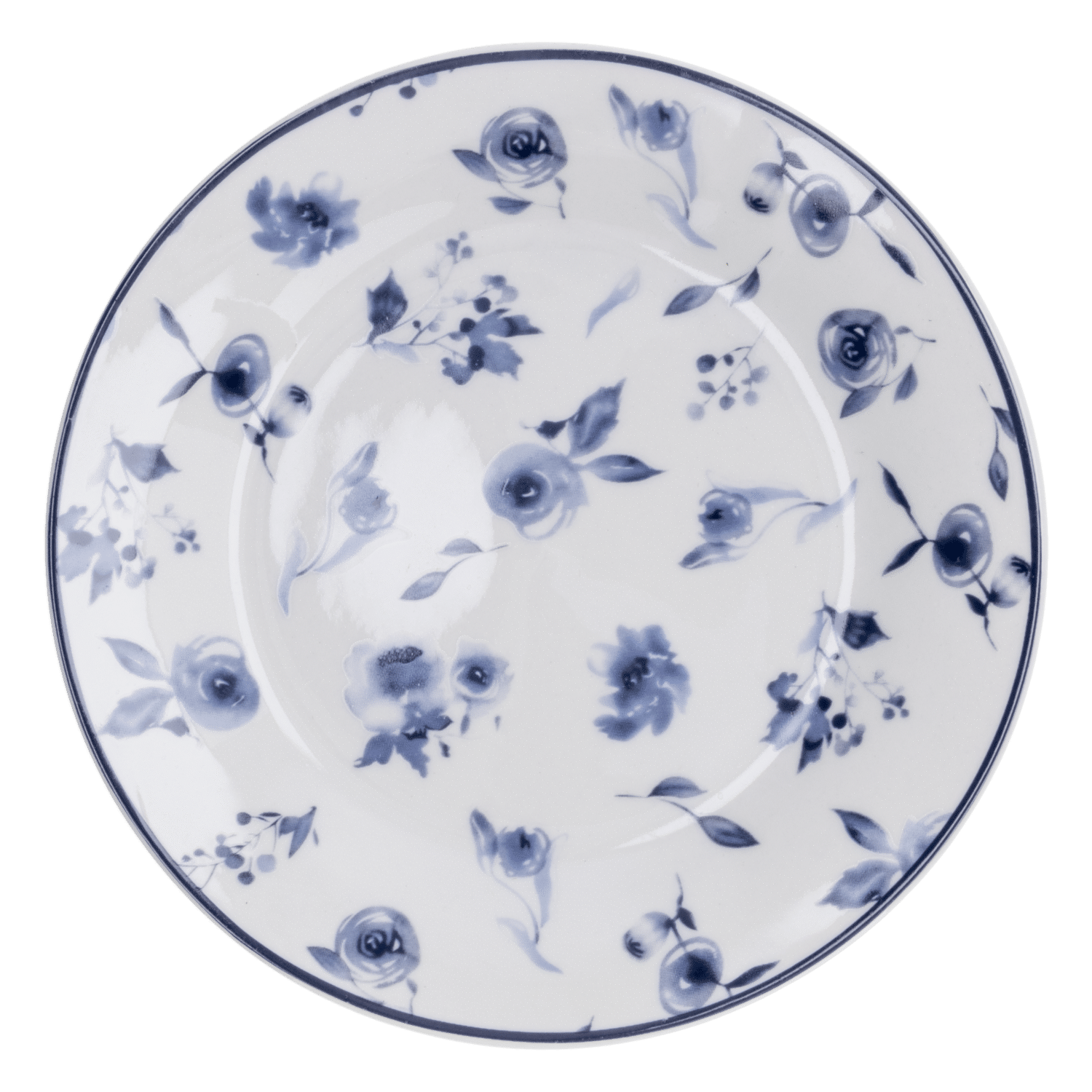 Vajilla Blanca Con Flores Azules FREE HOME 16 Piezas