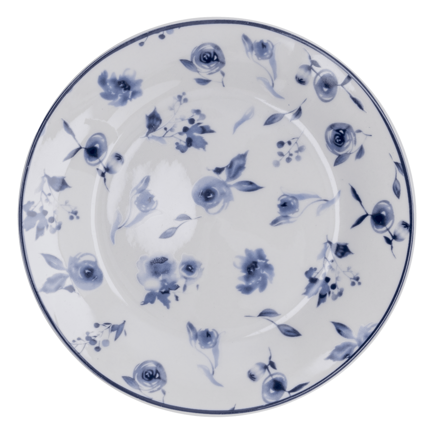 Vajilla Blanca Con Flores Azules FREE HOME 16 Piezas