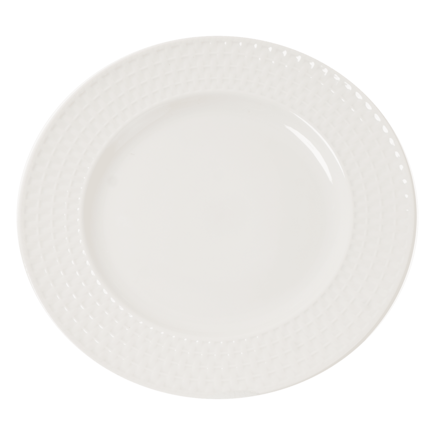 Vajilla Blanca Con Orilla Relieve Tejido FREE HOME 16 Piezas