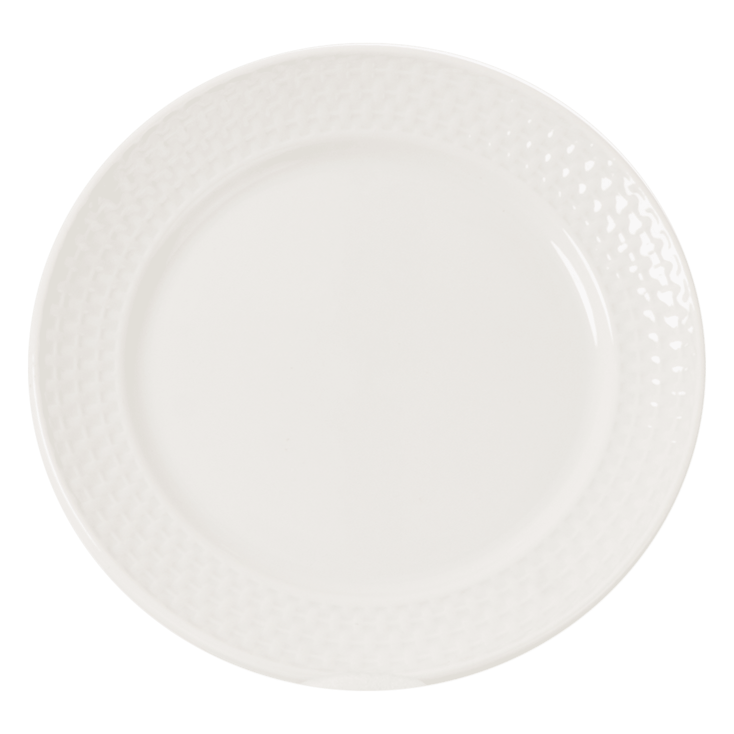 Vajilla Blanca Con Orilla Relieve Tejido FREE HOME 16 Piezas