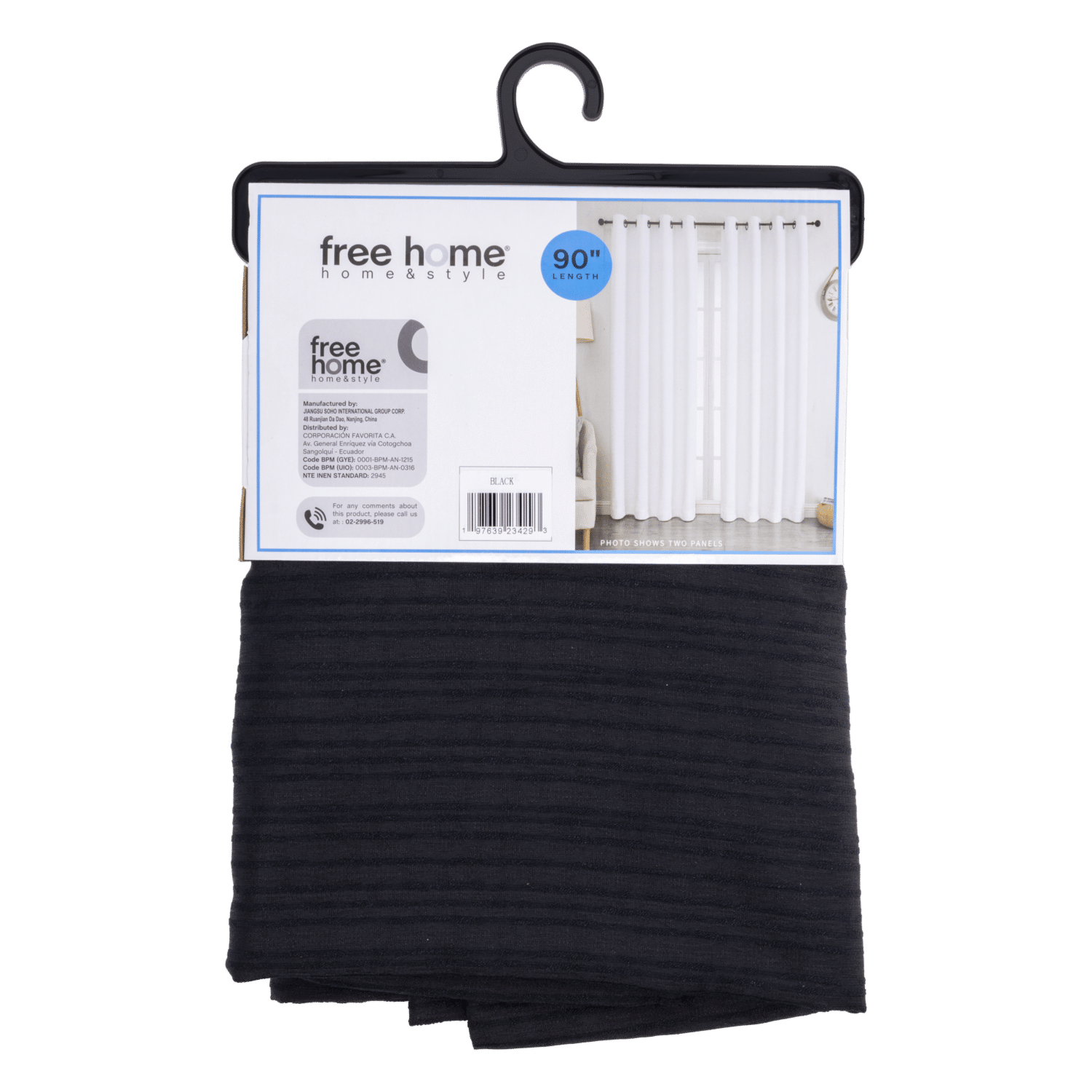 Cortina De Área Contextura Especial Negro FREE HOME 135X229 Cm