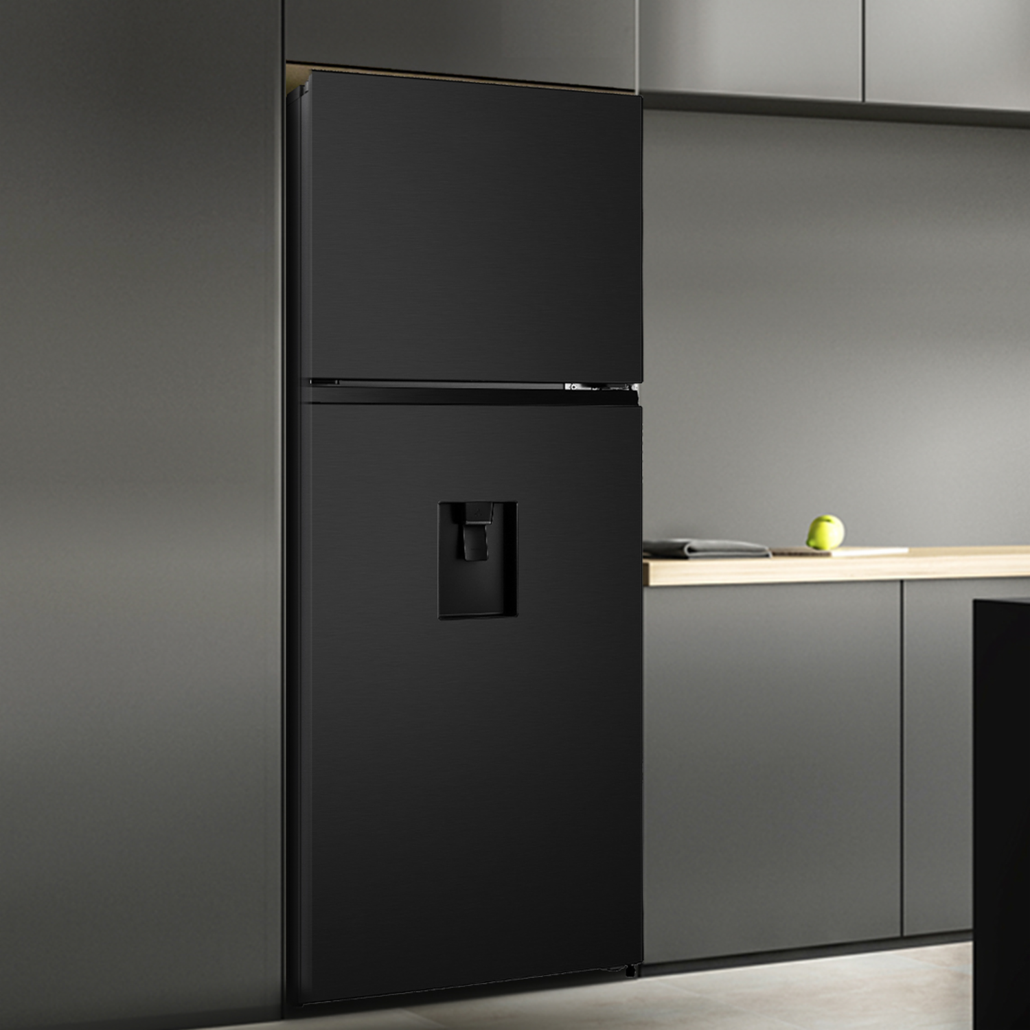 Refrigeradora Top Mount Black Glass HISENSE 411 Litros