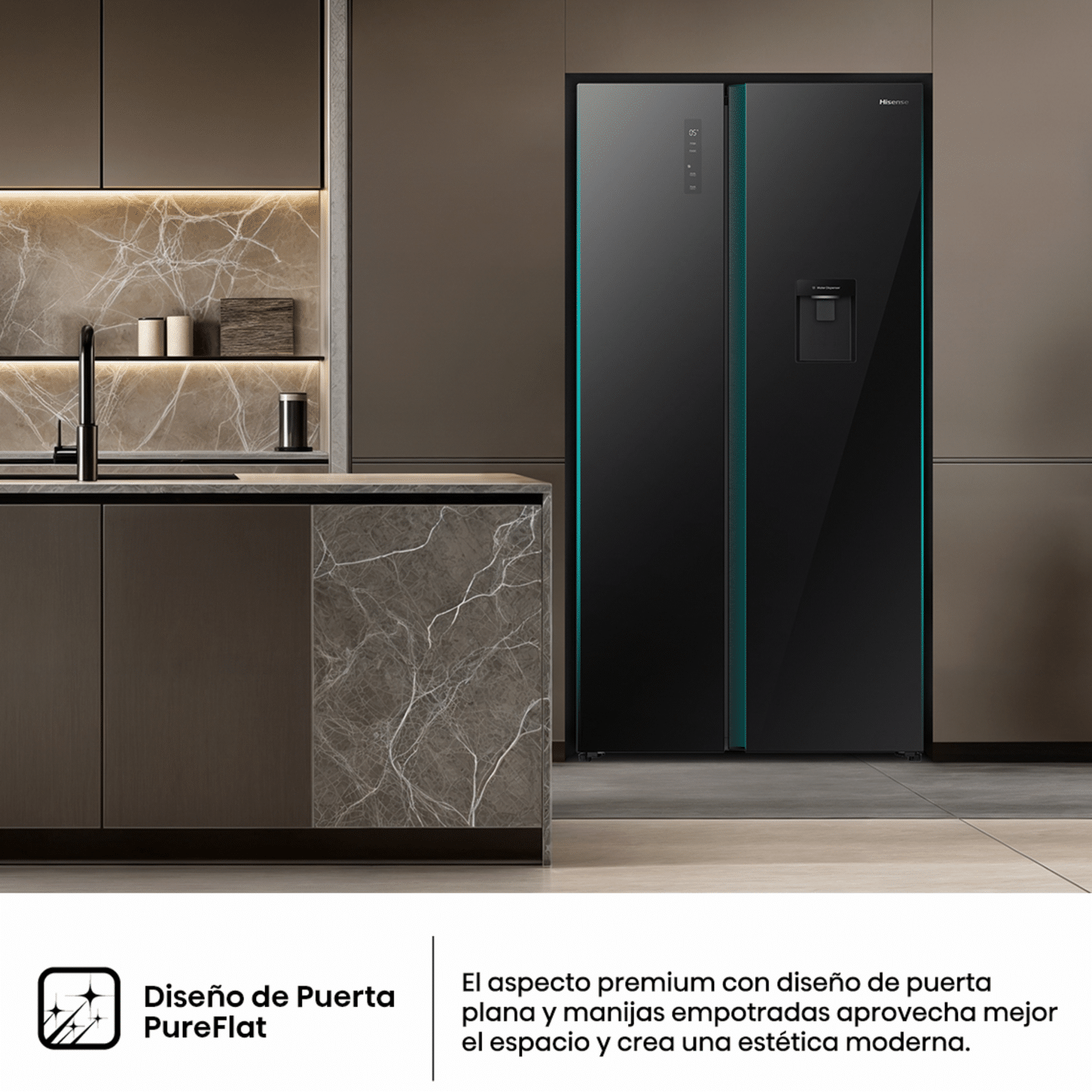Refrigeradora Side By Side Black Glass HISENSE 568 Litros