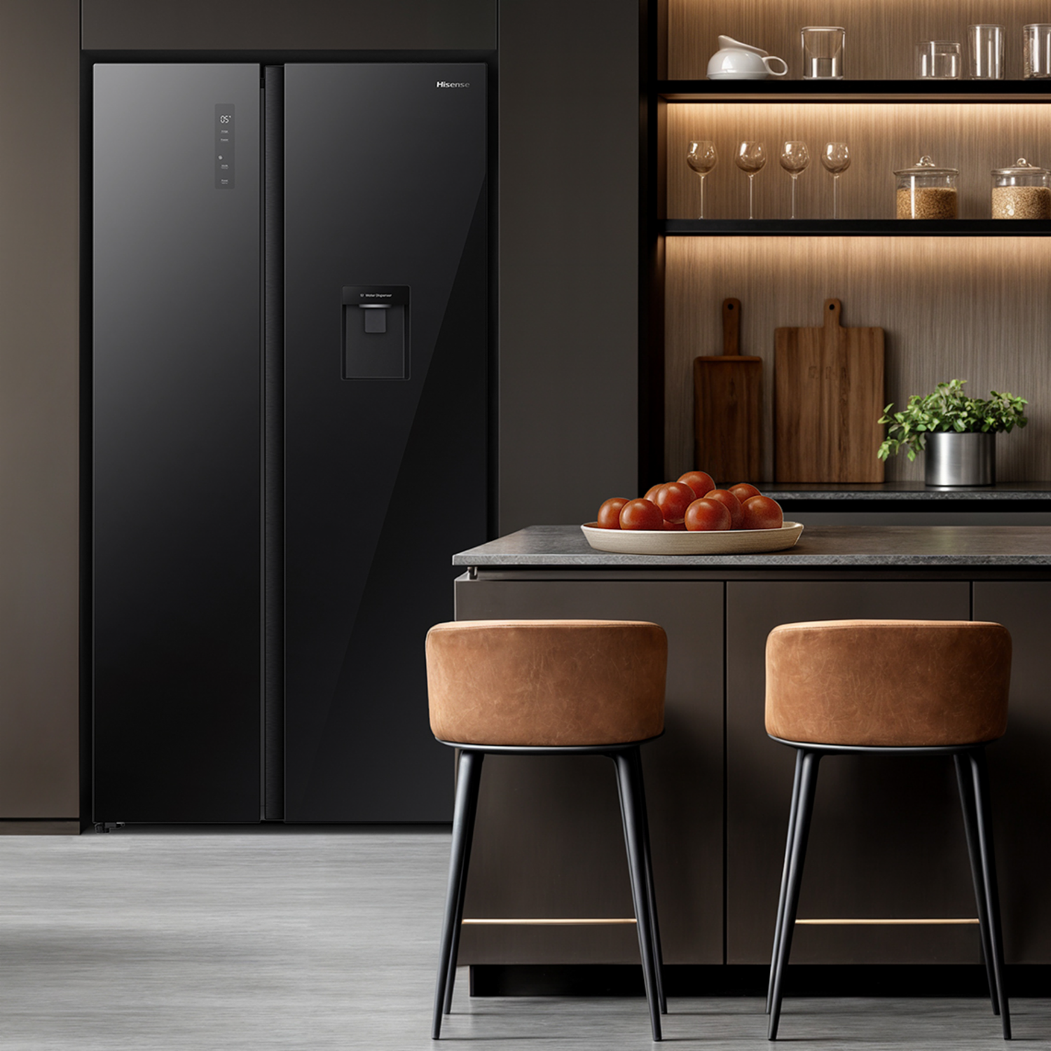 Refrigeradora Side By Side Black Glass HISENSE 568 Litros