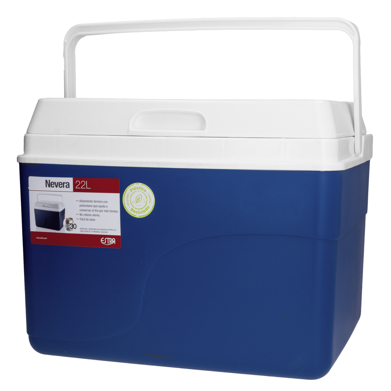 Cooler De Plástico Reciclado Azul ESTRA 22 L