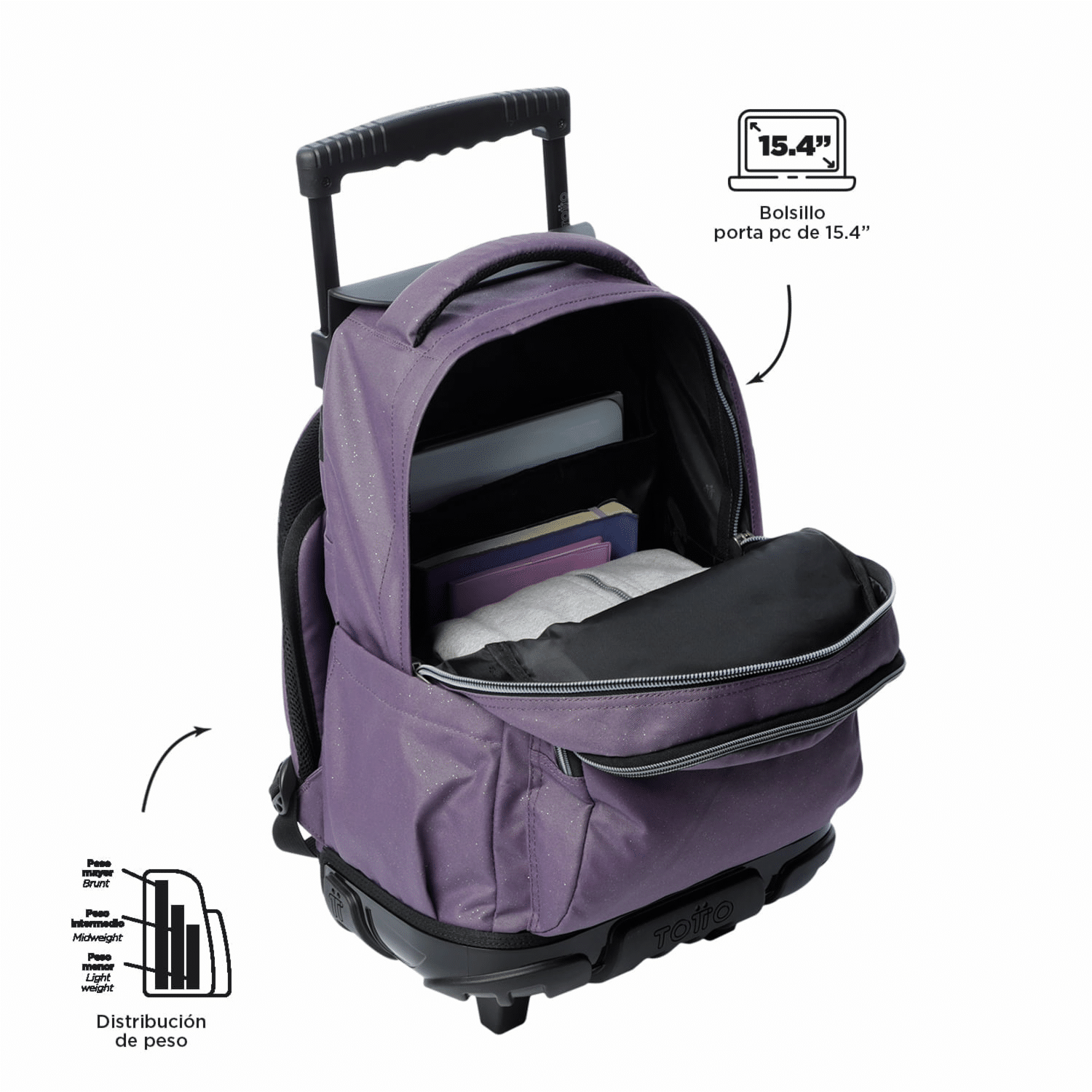 Mochila Ruedas Mujer Renglon TOTTO Morado