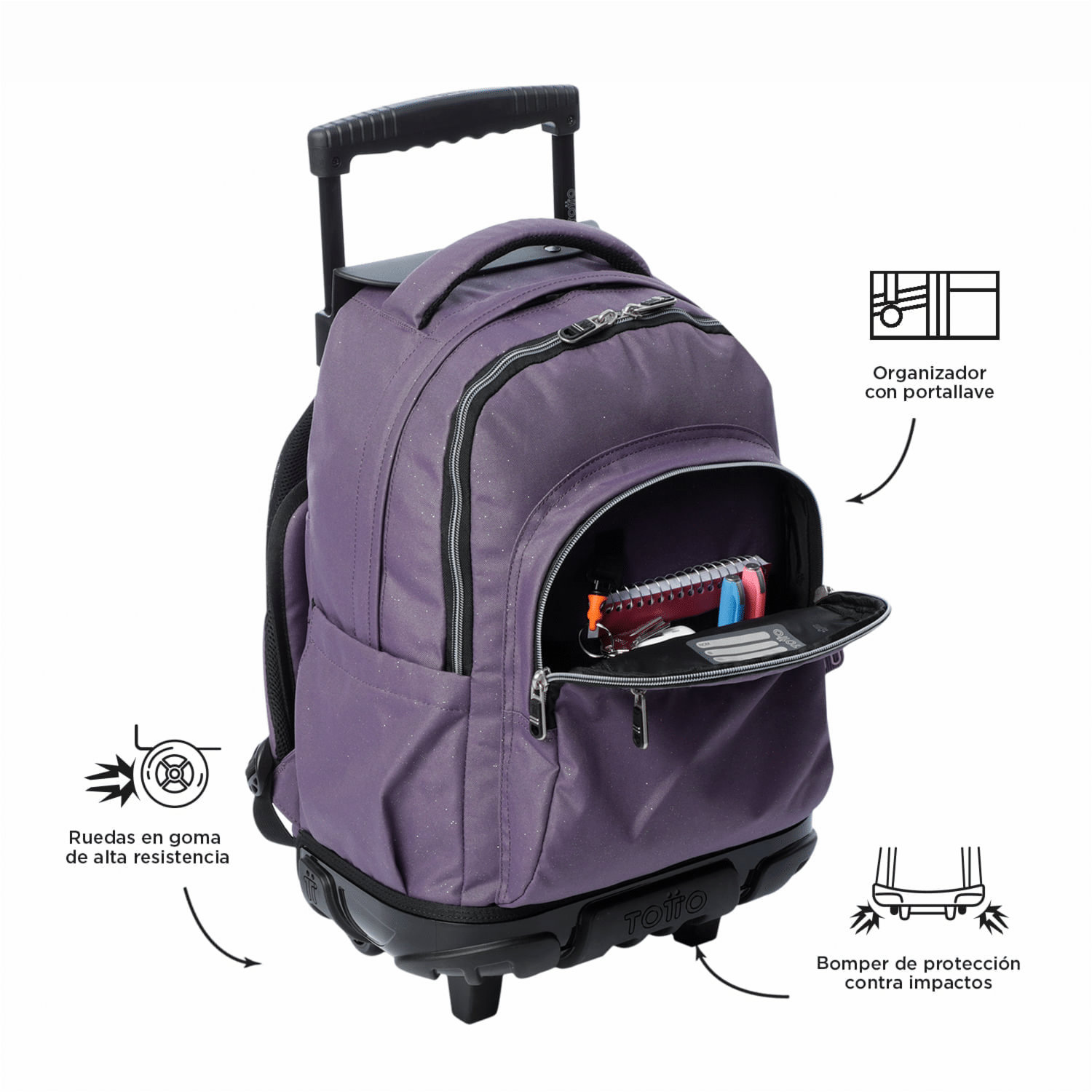 Mochila Ruedas Mujer Renglon TOTTO Morado