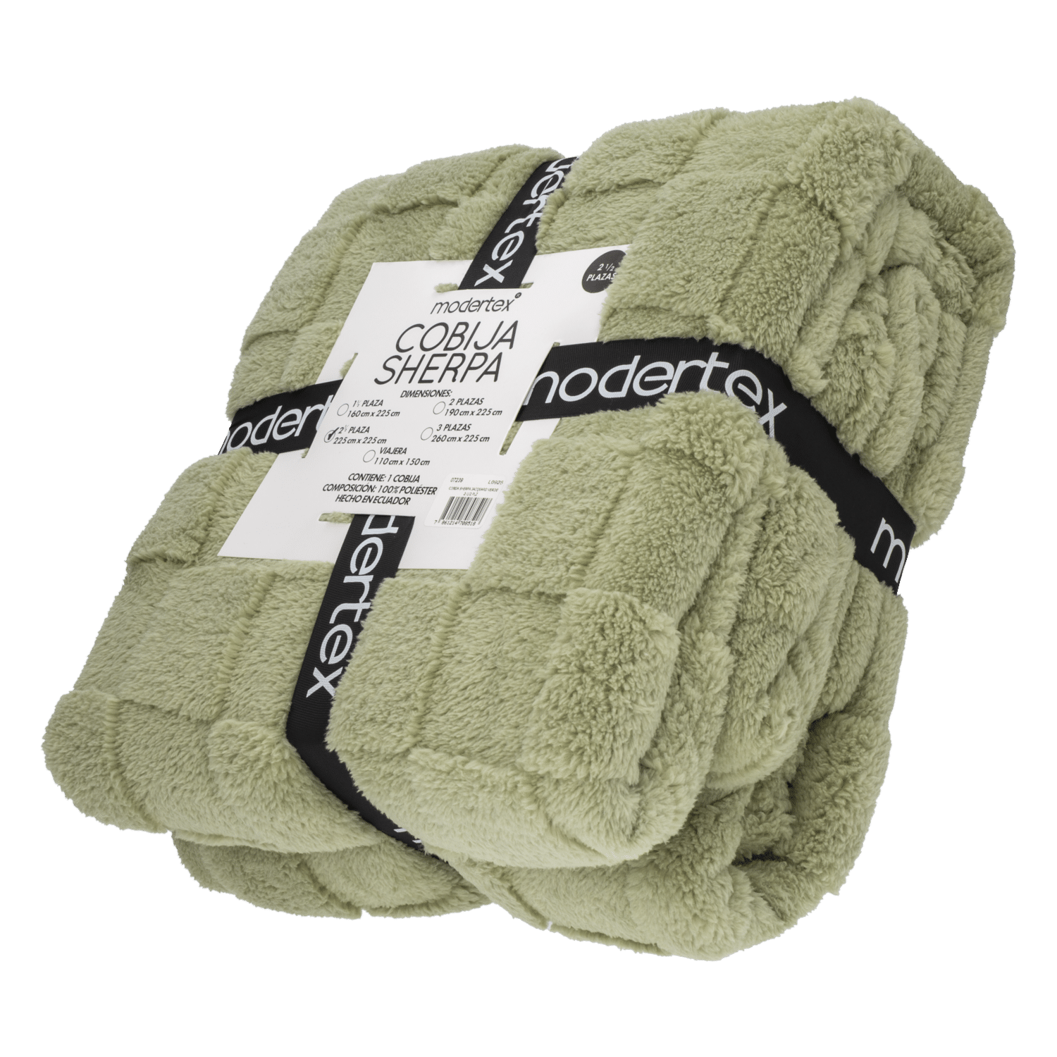 Cobija Sherpa Jacquard Verde MODERTEX 2 1/2 Plazas