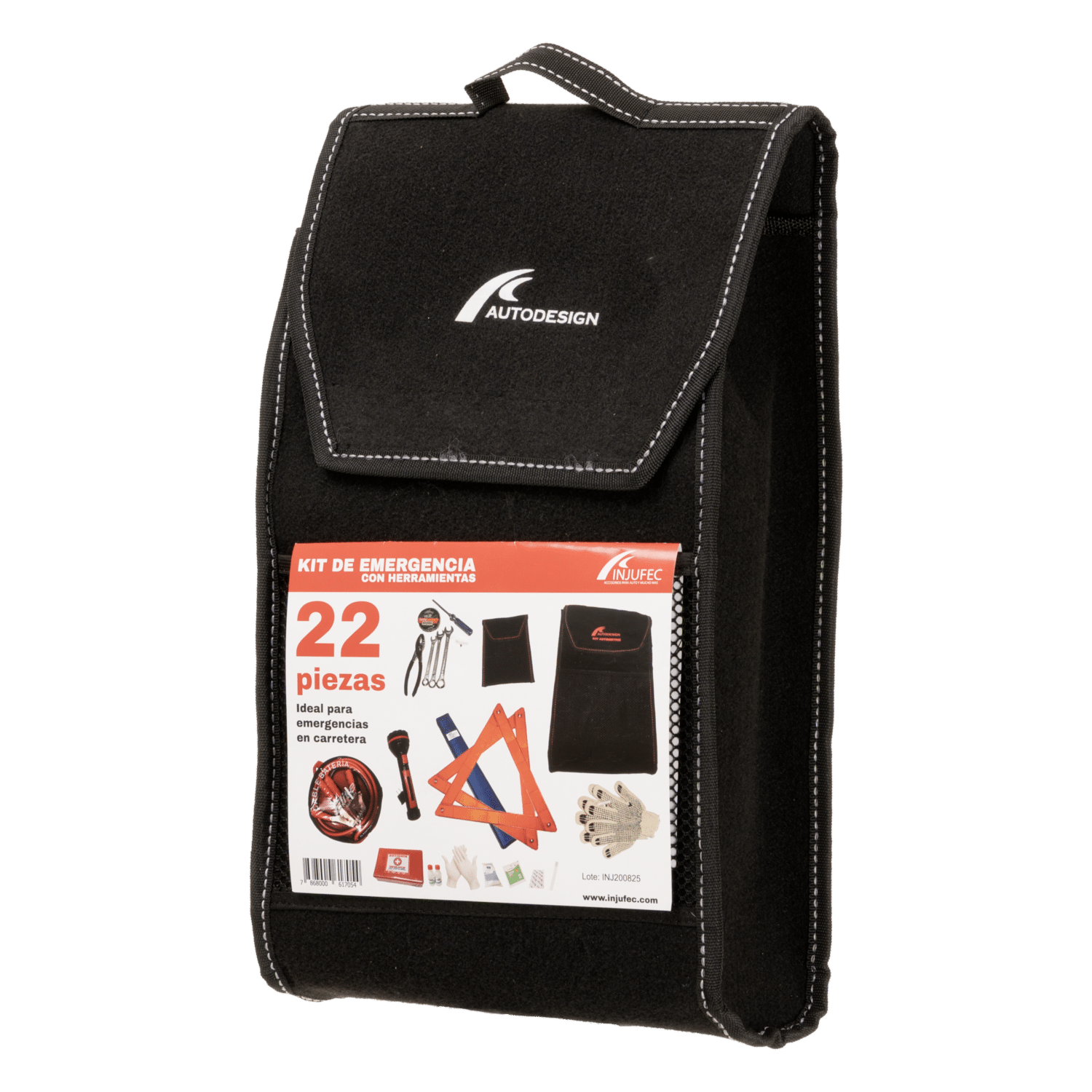 Kit De Emergencia Automotriz  Con Herramientas INJUFEC 22 Piezas