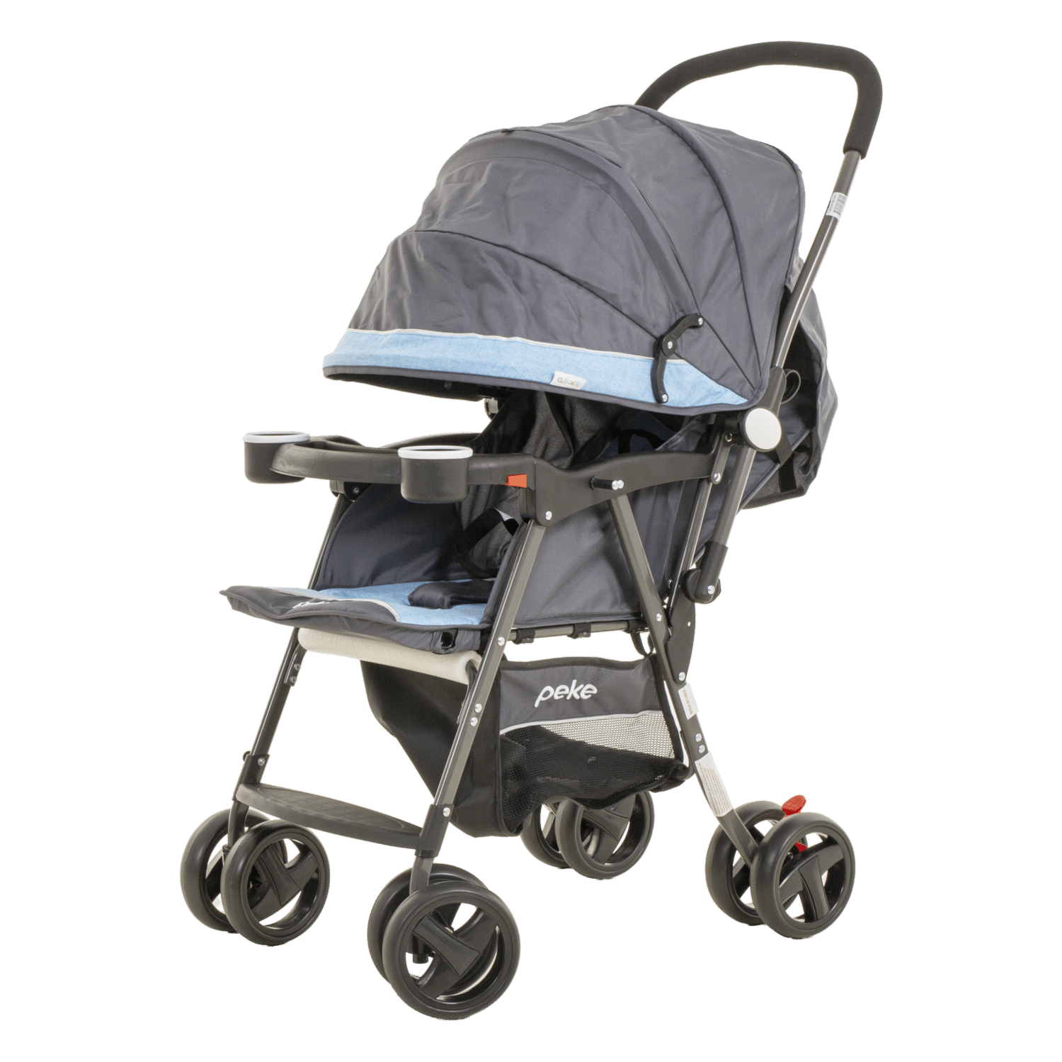Coche Para Bebé Con Manubrio Reversible Aqua Gris PEKE 76x45x98