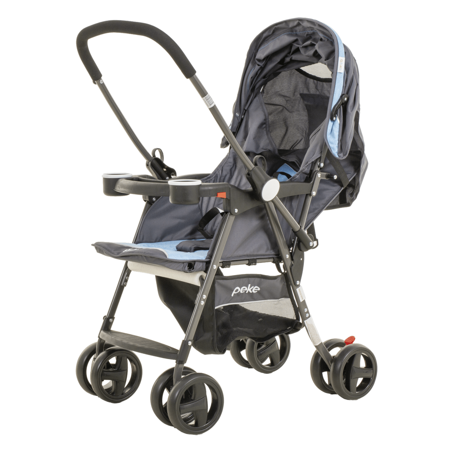 Coche Para Bebé Con Manubrio Reversible Aqua Gris PEKE 76x45x98