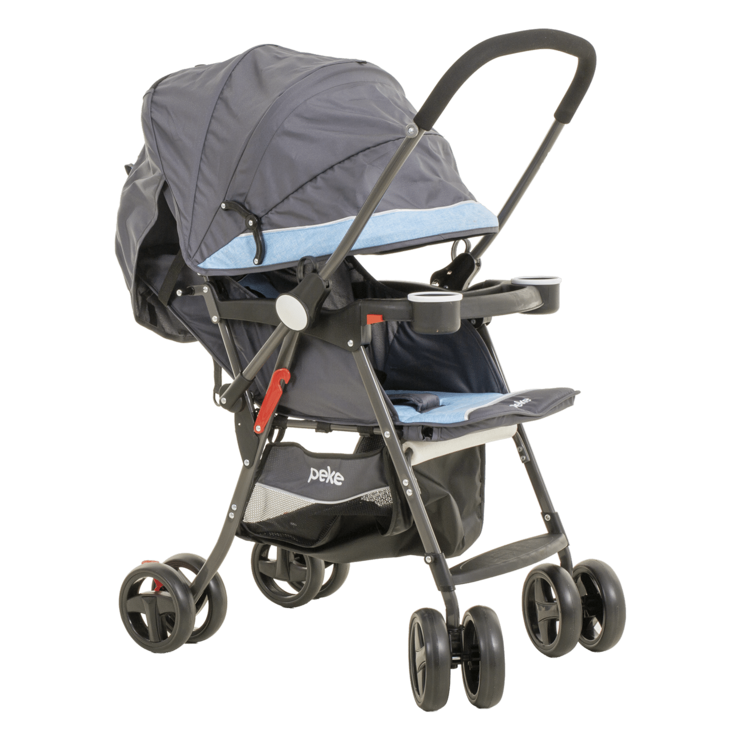 Coche Para Bebé Con Manubrio Reversible Aqua Gris PEKE 76x45x98