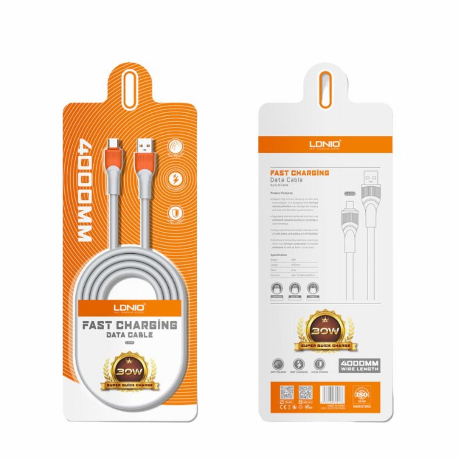 Cable De Carga Rápida Modelo Ls604 Tipo C 4M LDNIO 30 W