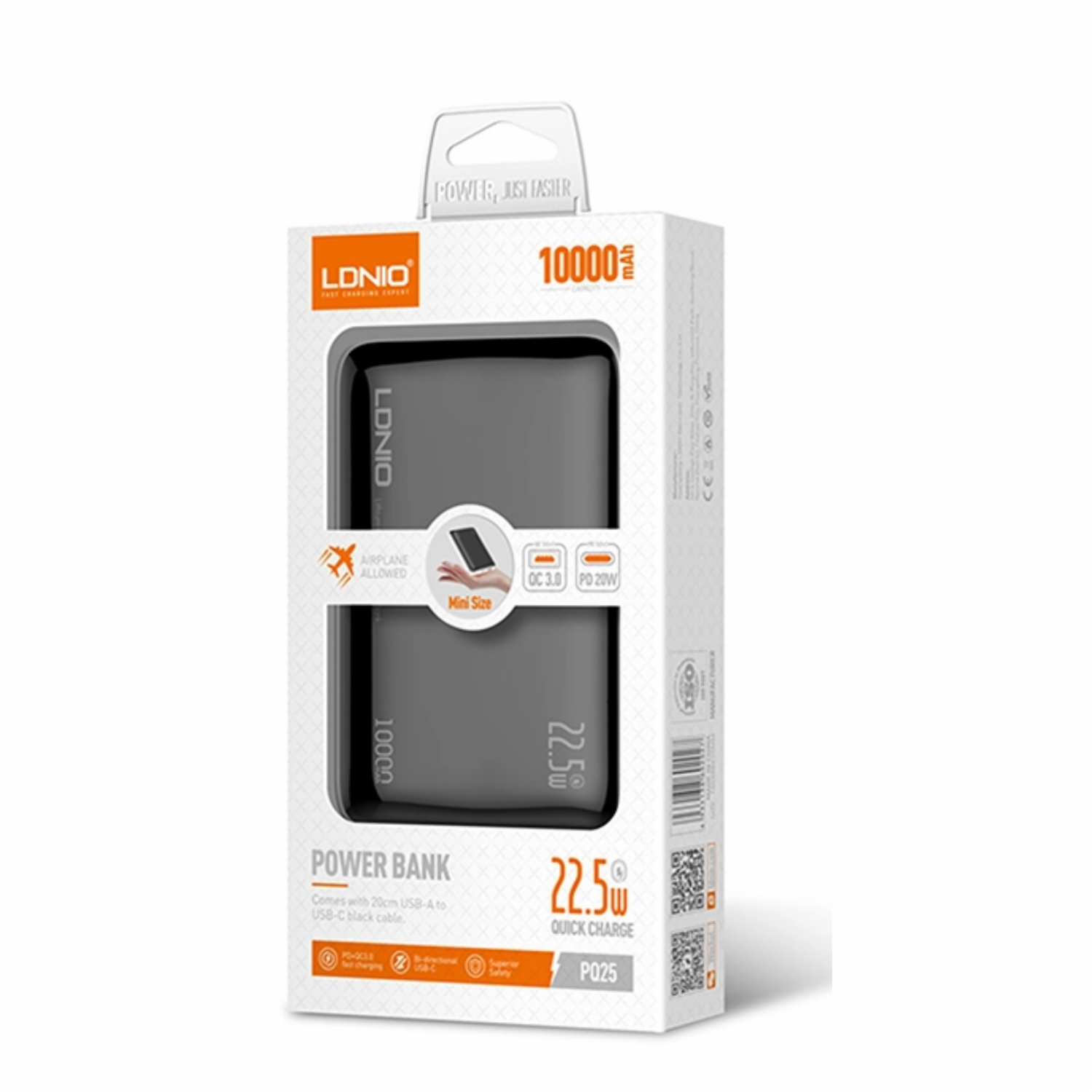 Power Bank Modelo PQ25 PD + QC3.0 + SCP Con Pantalla LED LDNIO 10000 Mah