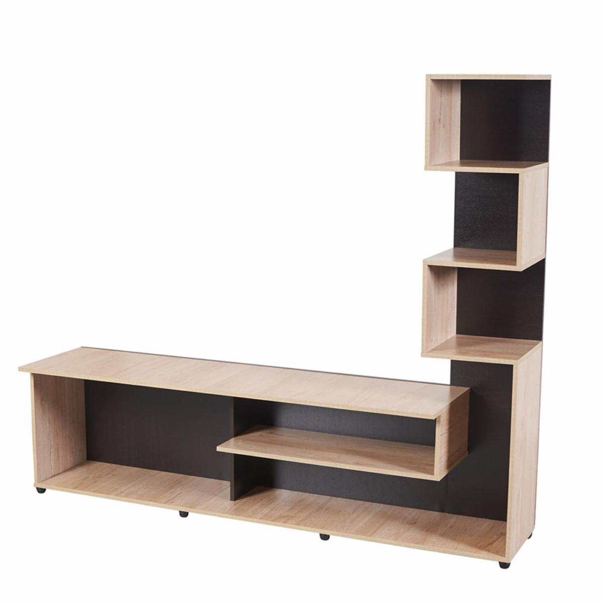 Centro De Entretenimiento Vayu Color Amaranto Wengue MUEBLE FÁCIL